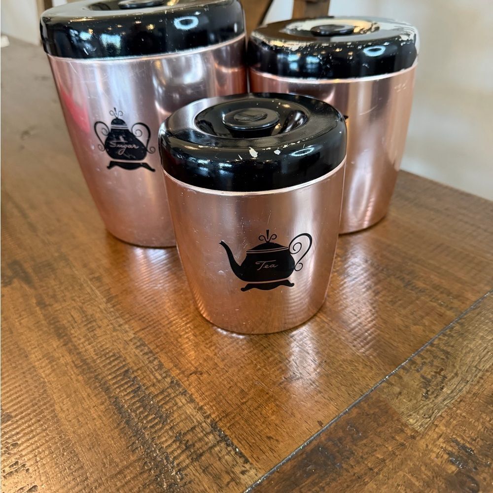 West Bend Copper Colored Aluminum Canisters Coffee-Sugar-Tea - Picture 8 of 10